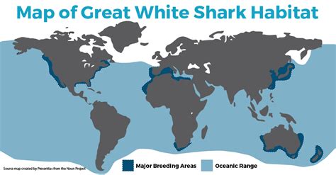 map of great white shark habitat